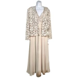 RM Richard's Women 18 Formal Dress 2 Pc Gown Bone Sequence Mother Of The Bride